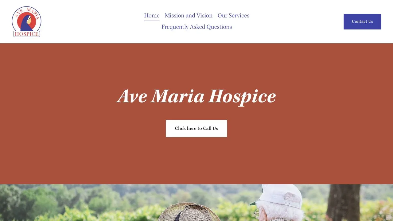 Previous Ave Maria Hospice homepage before the current redesign