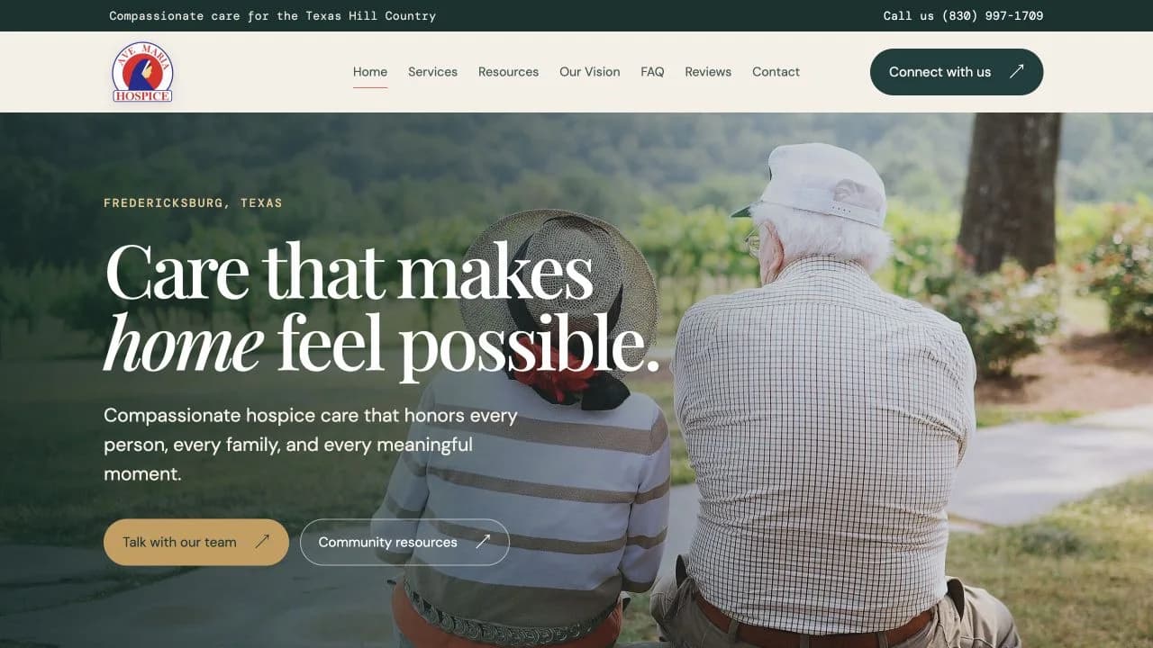 Ave Maria Hospice website project preview